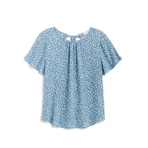 Stitch Fix Lush Zia Blue & White Tie Back Blouse